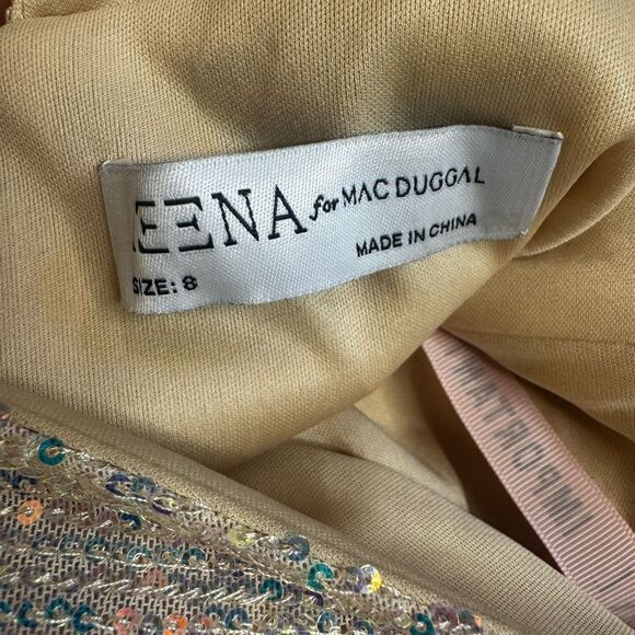 IEENA FOR MAC DUGGAL Sequin Asymmetrical Ruffle Tiered Gown Size 8 Style 27046 - Picture 9 of 11